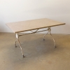 French 1940's Wrought Iron And Marble Coffee Table
