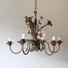 A Charming, French, Tole, Floral Candelabra