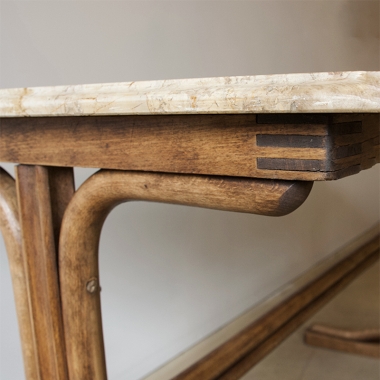 French Bentwood Bistro Table With Marble Top