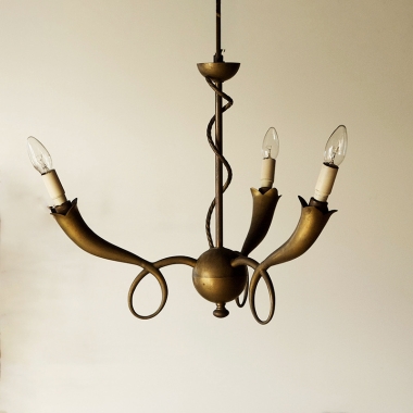 A Pair Of Mid Century French Bronze Chandeliers