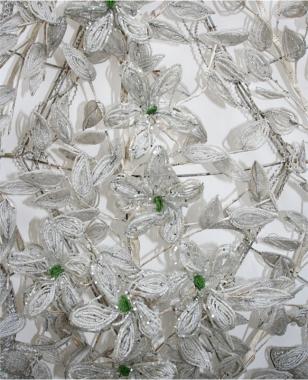 French 19th Century Beadwork Floral Wreath