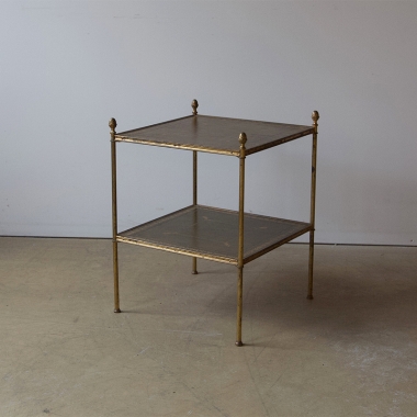 A Pair Of French Brass And Leather Side Tables