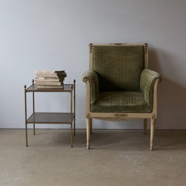 A Pair Of French Brass And Leather Side Tables