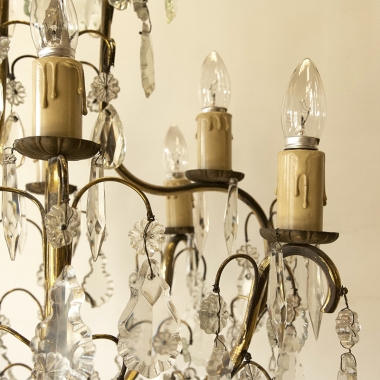 French Gilt Bronze And Crystal Chandelier
