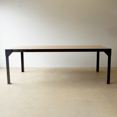 Modern Industrial Steel And Oak Dining Table