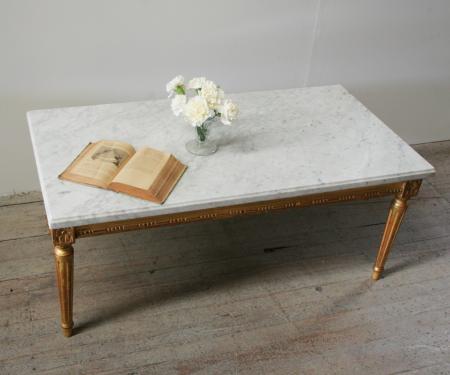 Louis 16 Style Gilt and Marble Coffee Table