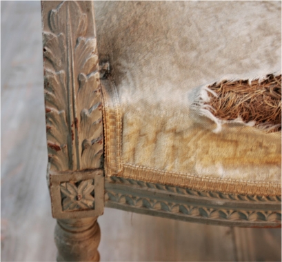 French Louis 16 Style Painted Fauteuil 