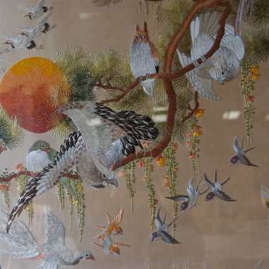 Large Mid Century Oriental Embroidery