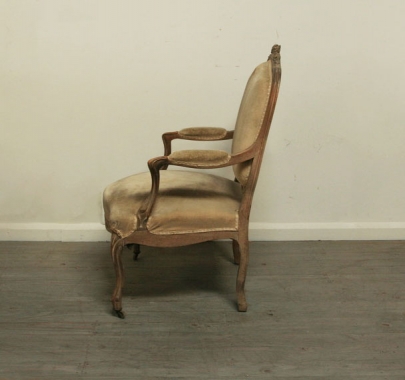 Pair Of 19th Century Beech Louis 15 Style Fauteuils