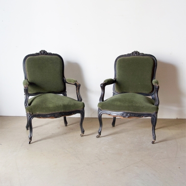 Pair Of Napoleon III Louis 15 Style Fauteuils