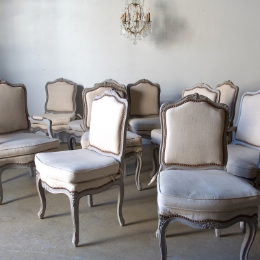 A Set Of 8, French, Louis 15 Style Dining Chairs