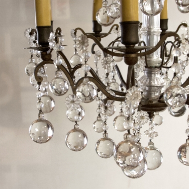 Uncommon French Chandelier With Crystal Balls