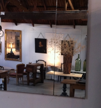 Enormous French Sectionned Bistro Mirror