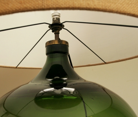 Large Vintage Green Bottle Lamp