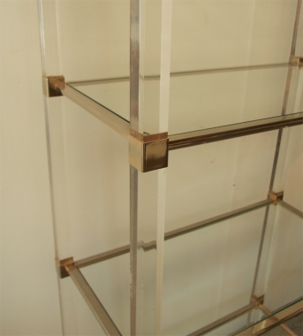 French 1960's Lucite, Glass And Brass Shelves