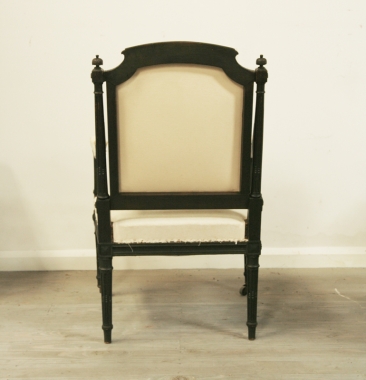 Pair Of Louis 16 Style Ebonised Fauteuils