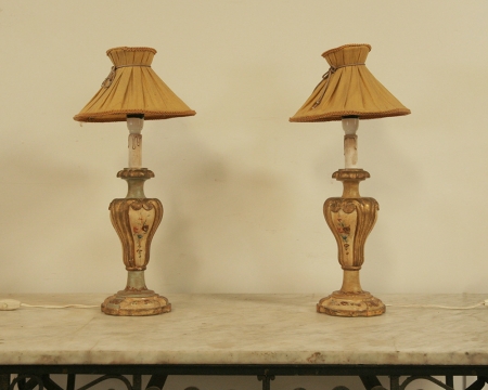 Pair Of Venetian Polychrome Lamps