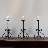 Large, French, Wrought Iron Candlesticks
